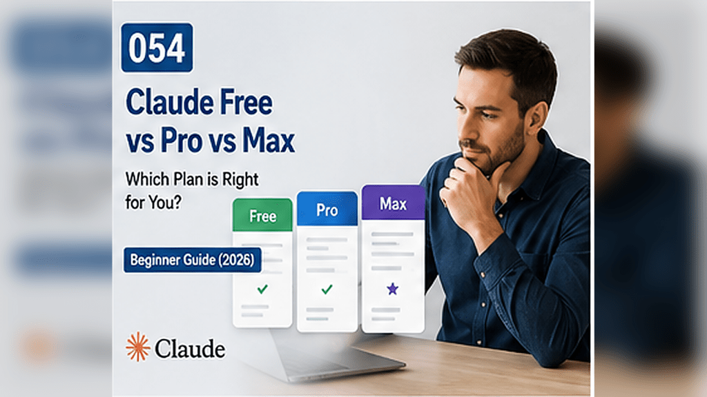 Man comparing Claude Free, Pro, and Max plans on a laptop.