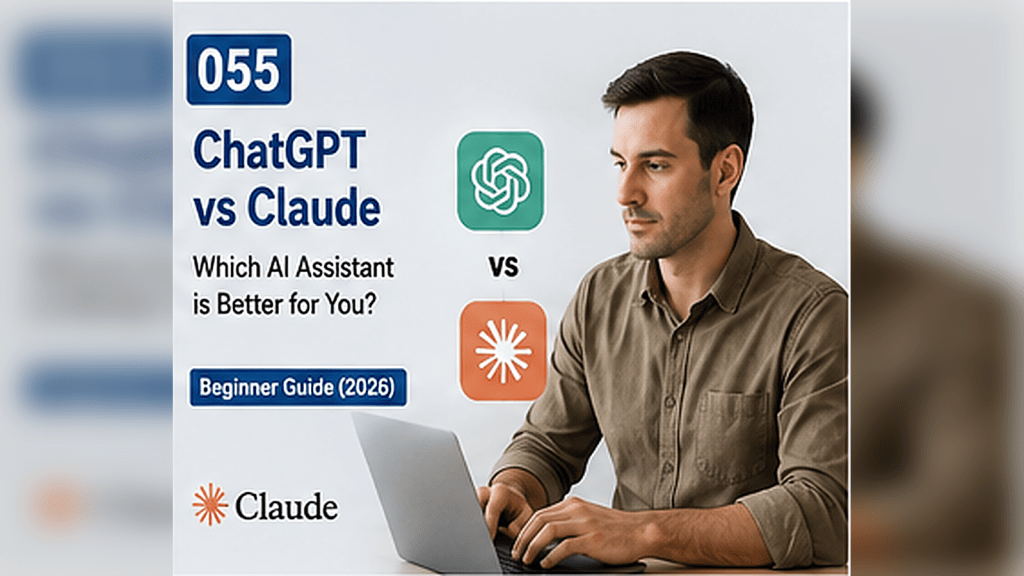 Man comparing ChatGPT and Claude AI assistants on a laptop.