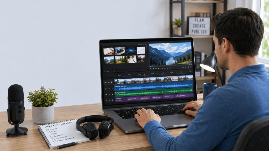 Article 063 — How to Edit Faceless YouTube Videos and Audio: Beginner Guide&nbsp;(2026)