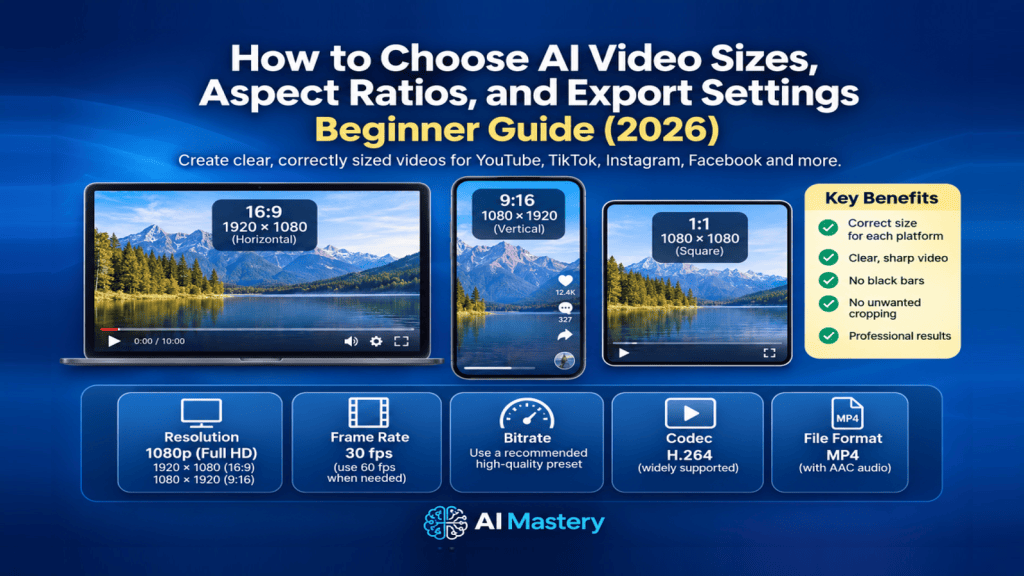 How to Choose AI Video Sizes, Aspect Ratios, and Export Settings: Beginner Guide (2026)